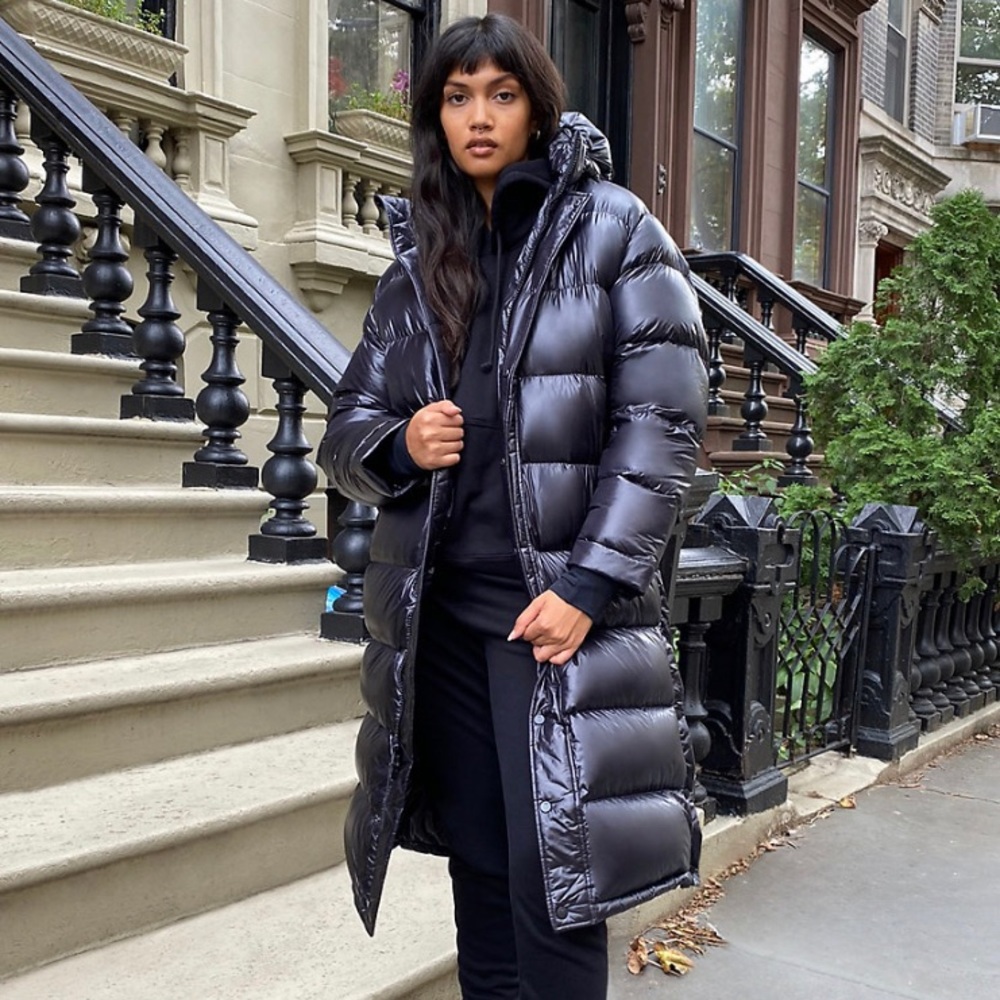COPY - Aritzia SuperPuff Long in High Gloss Black